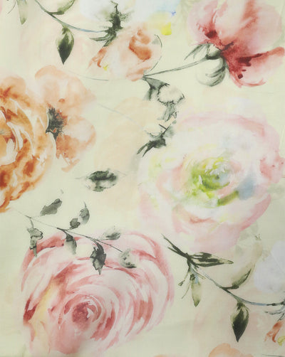 MULTICOLOR FLORAL DESIGN PRINTED VISCOSE ORGANZA FABRIC