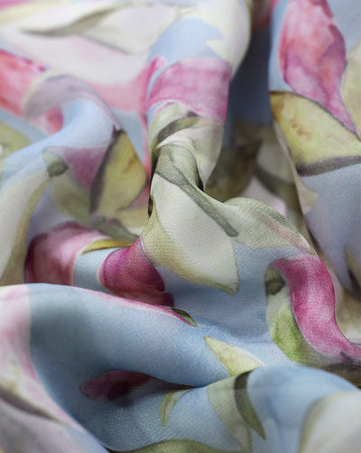 MULTICOLOR LEAFS DESIGN PRINTED VISCOSE ORGANZA FABRIC