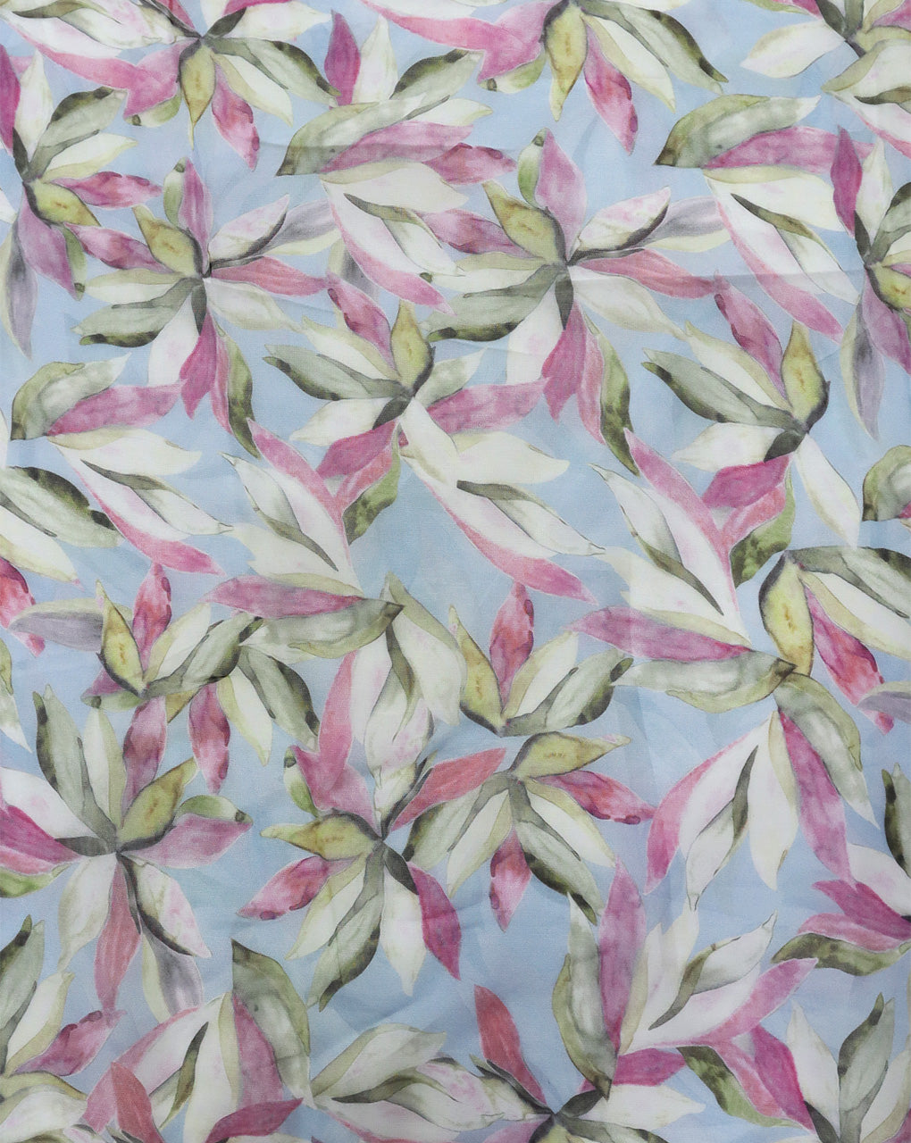 MULTICOLOR LEAFS DESIGN PRINTED VISCOSE ORGANZA FABRIC