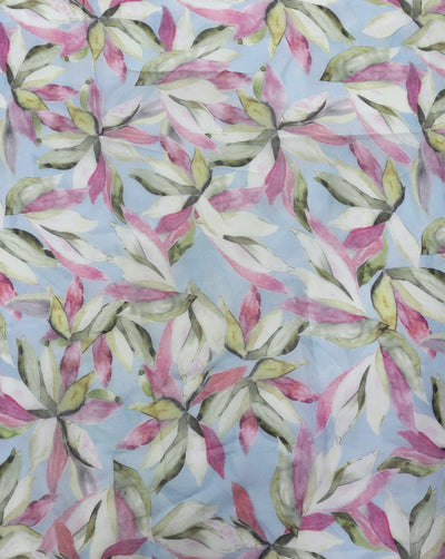 MULTICOLOR LEAFS DESIGN PRINTED VISCOSE ORGANZA FABRIC