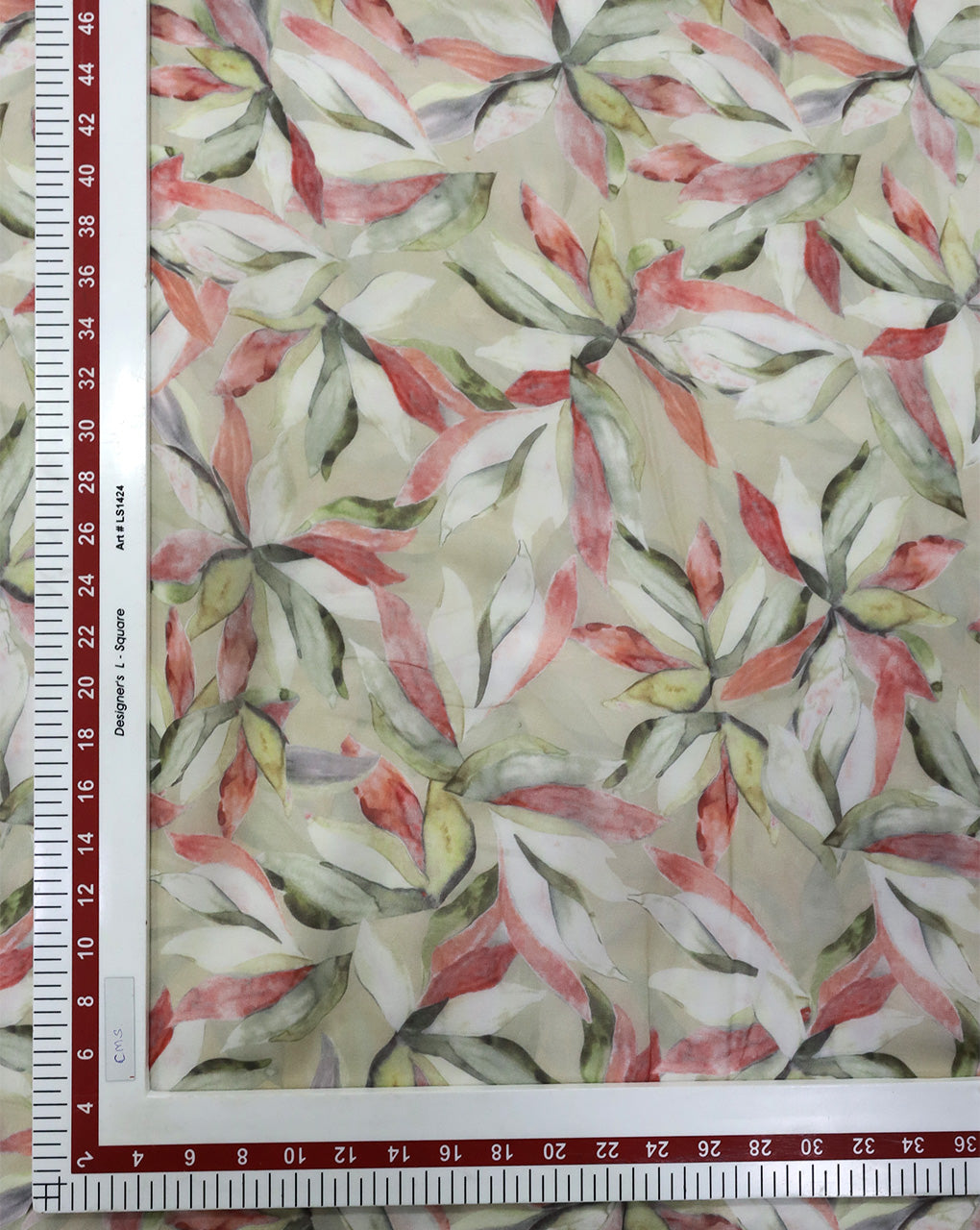 MULTICOLOR LEAFS DESIGN PRINTED VISCOSE ORGANZA FABRIC