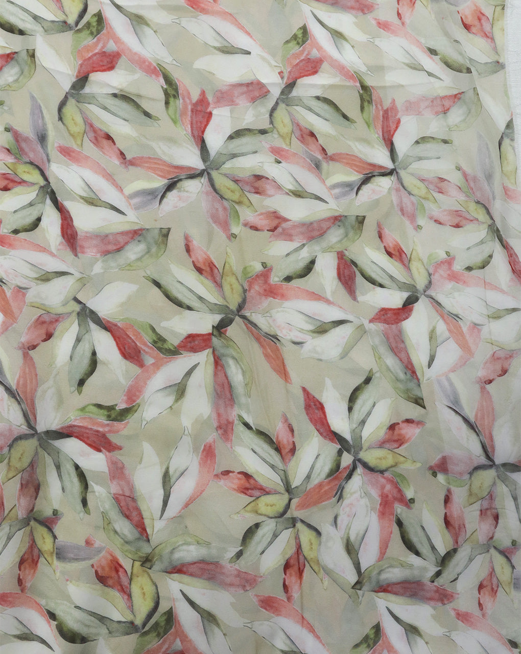 MULTICOLOR LEAFS DESIGN PRINTED VISCOSE ORGANZA FABRIC