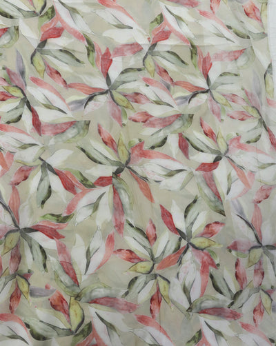 MULTICOLOR LEAFS DESIGN PRINTED VISCOSE ORGANZA FABRIC