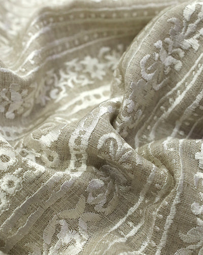 EMBROIDERED LINEN FABRIC (WIDTH 58 INCHES)