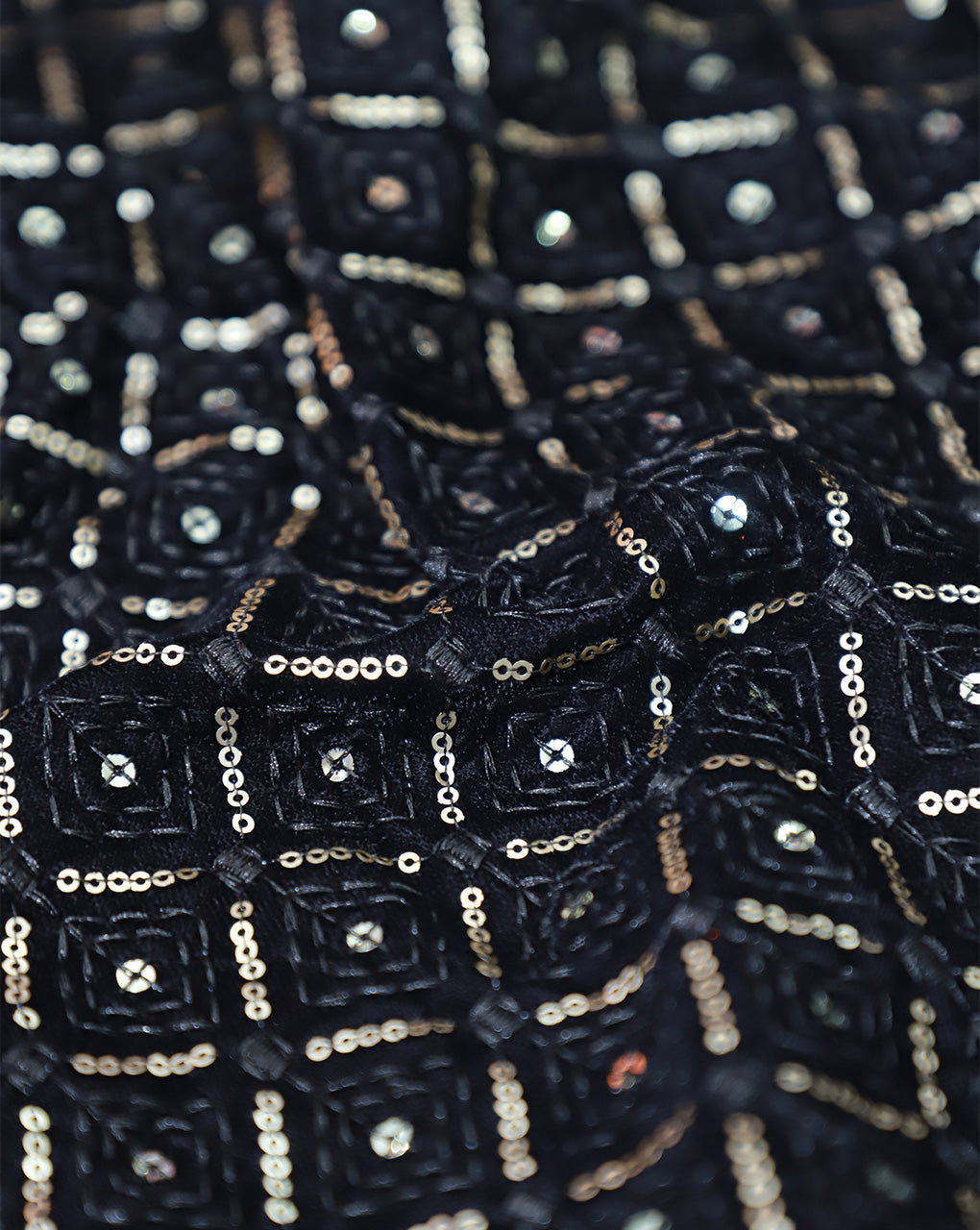 BLACK VELVET FABRIC WITH SEQUINS