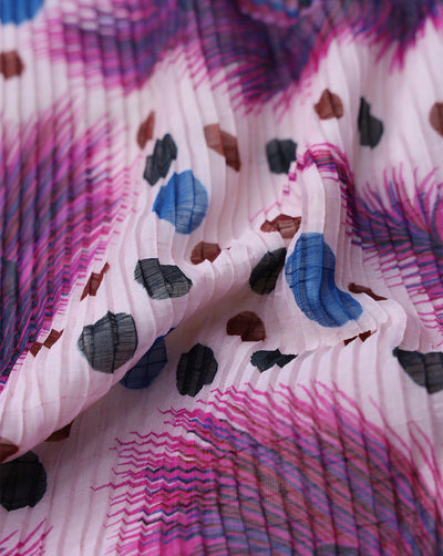 MULTICOLOR POLYESTER PLEATED FABRIC