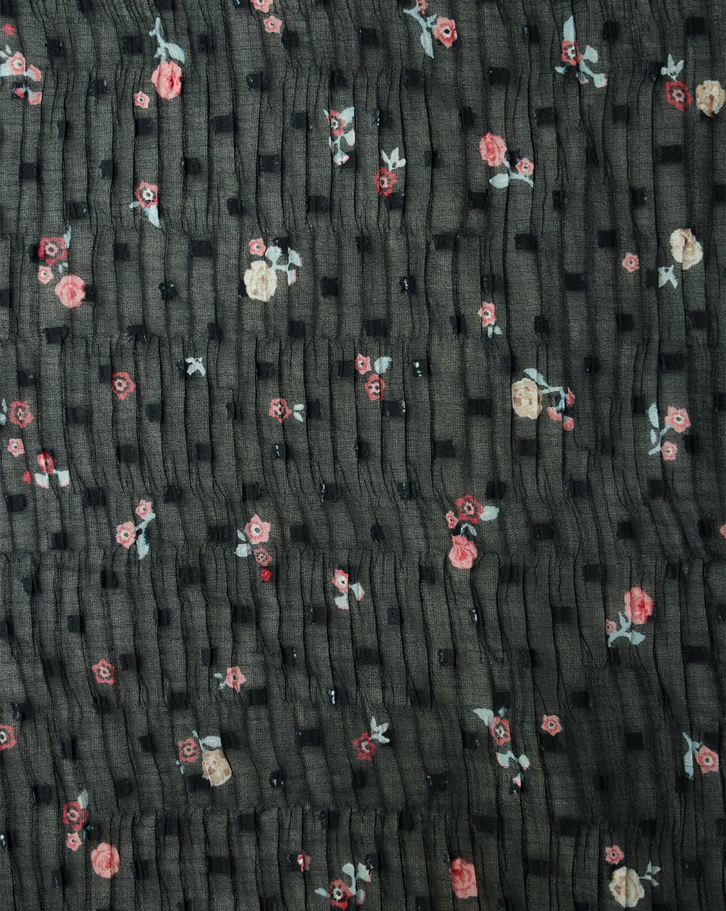 MULTICOLOR SMALL FLOWERS POLYESTER PLEATED FABRIC