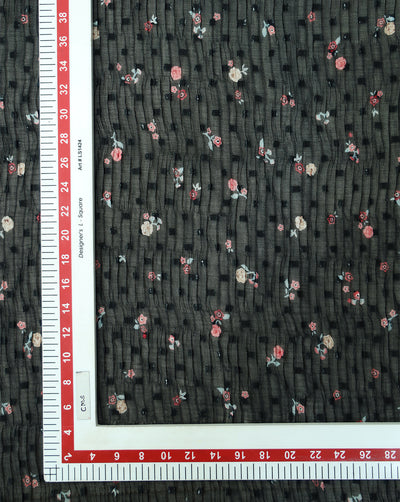 MULTICOLOR SMALL FLOWERS POLYESTER PLEATED FABRIC