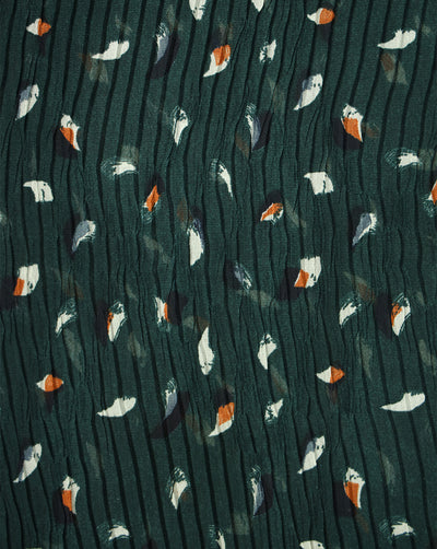 DARK GREEN POLYESTER PLEATED FABRIC