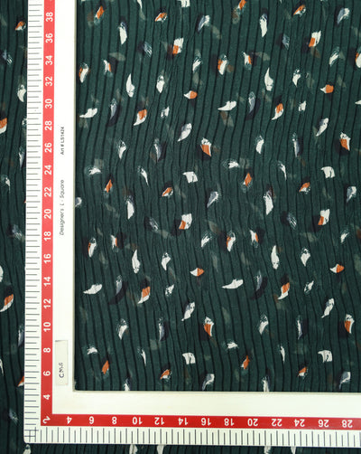 DARK GREEN POLYESTER PLEATED FABRIC