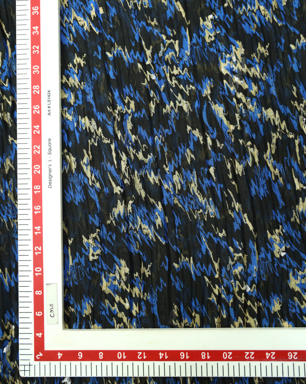 MULTICOLOR ABSTRACT DESIGN POLYESTER PLEATED FABRIC