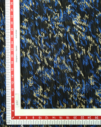 MULTICOLOR ABSTRACT DESIGN POLYESTER PLEATED FABRIC