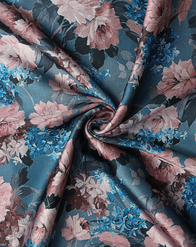 FLORAL DESIGN POLYESTER SATIN PRINTED FABRIC