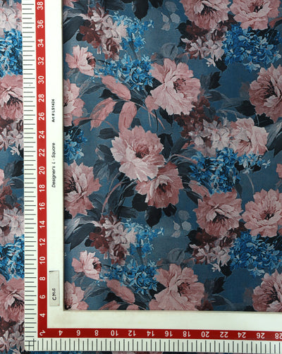 FLORAL DESIGN POLYESTER SATIN PRINTED FABRIC