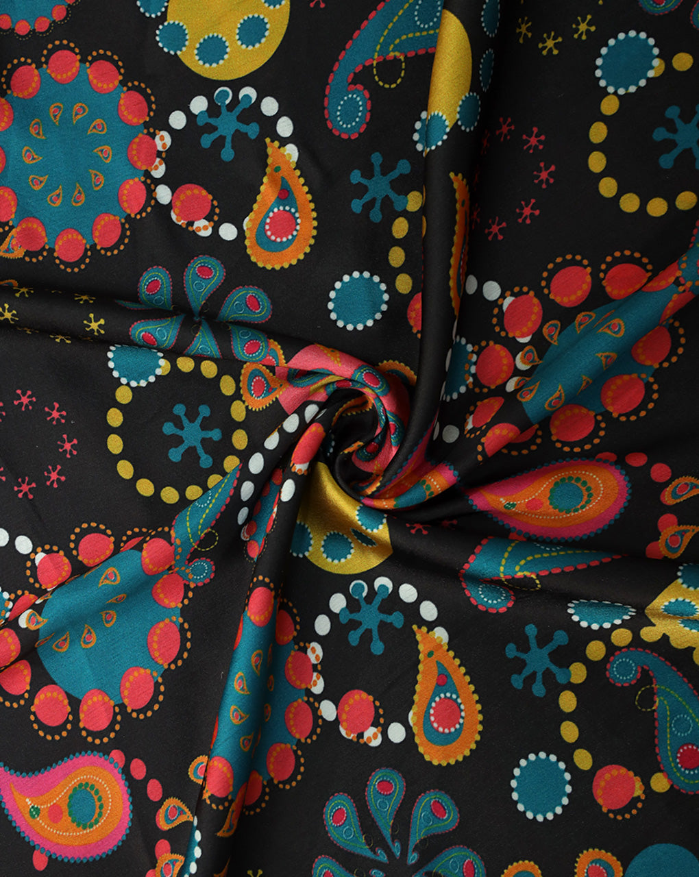 ABSTRACT DESIGN POLYESTER SATIN PRINTED FABRIC