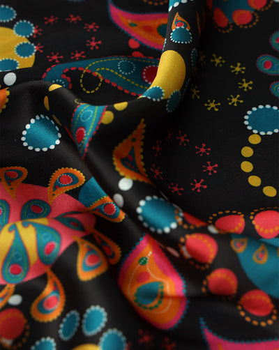 ABSTRACT DESIGN POLYESTER SATIN PRINTED FABRIC