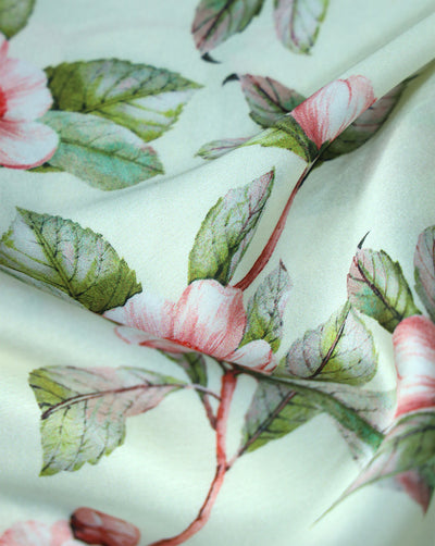 FLORAL DESIGN POLYESTER SATIN PRINTED FABRIC