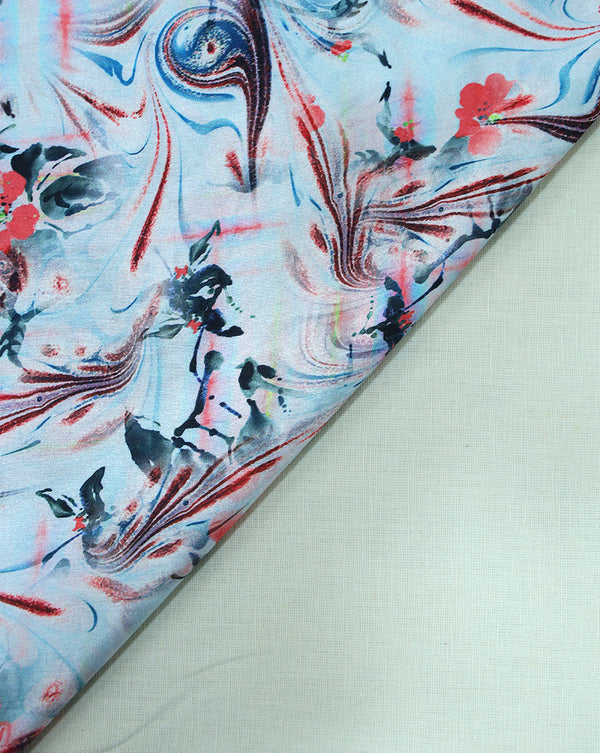 ABSTRACT DESIGN POLYESTER SATIN PRINTED FABRIC