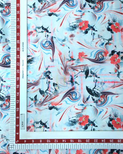 ABSTRACT DESIGN POLYESTER SATIN PRINTED FABRIC