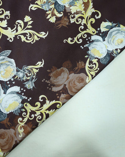 FLORAL DESIGN POLYESTER SATIN PRINTED FABRIC