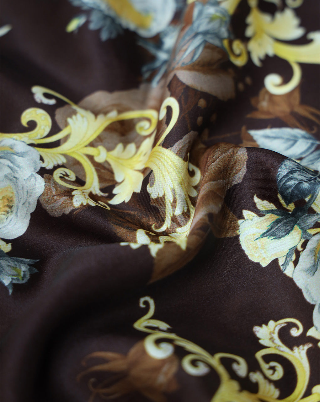 FLORAL DESIGN POLYESTER SATIN PRINTED FABRIC