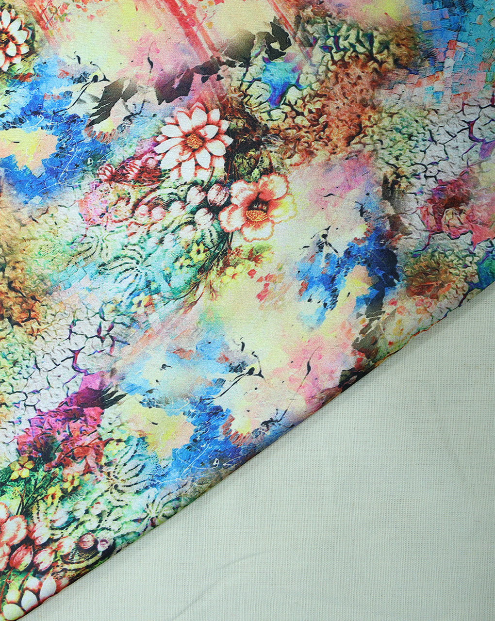 FLORAL DESIGN POLYESTER SATIN PRINTED FABRIC