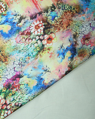 FLORAL DESIGN POLYESTER SATIN PRINTED FABRIC