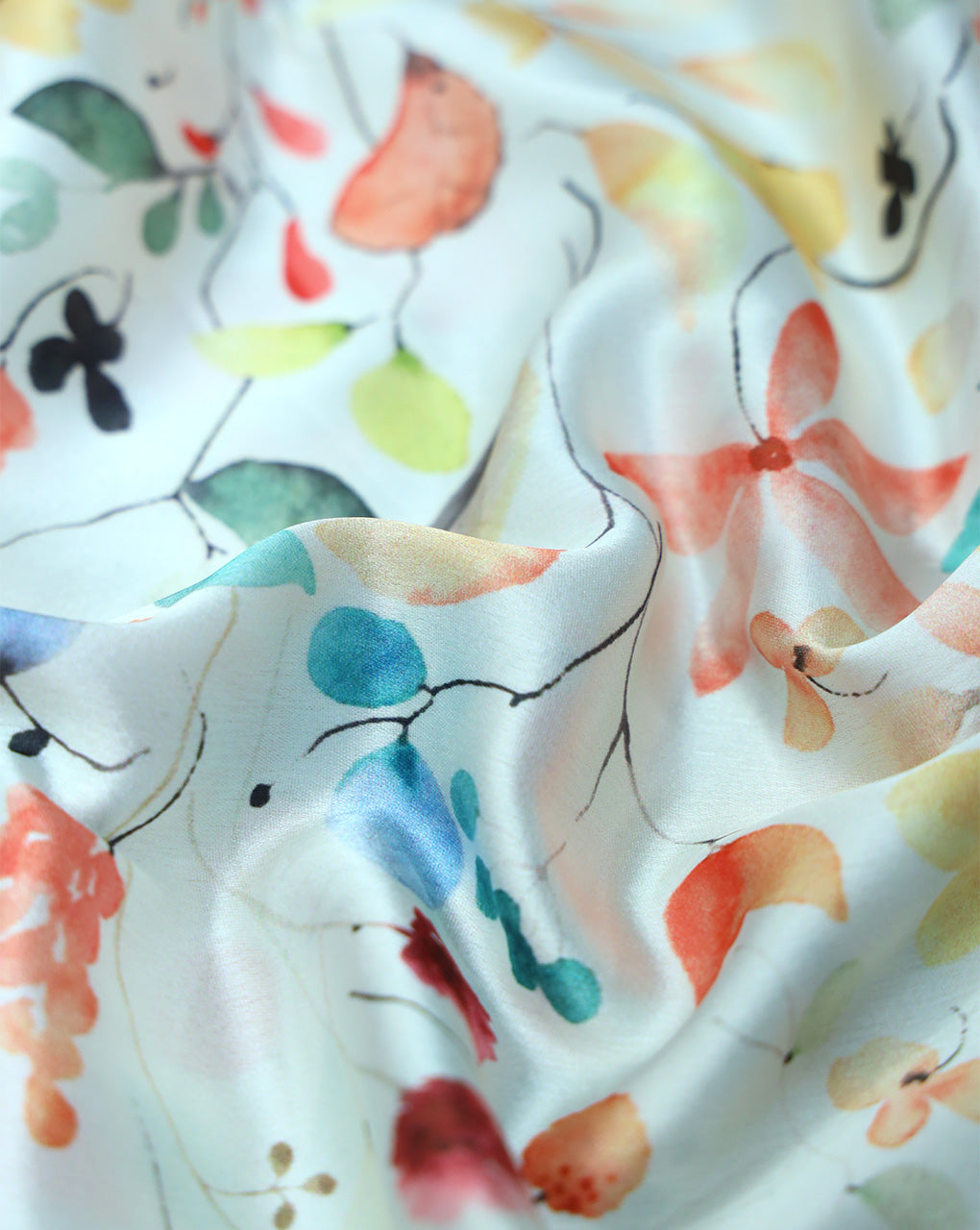 LEAFS DESIGN POLYESTER SATIN PRINTED FABRIC