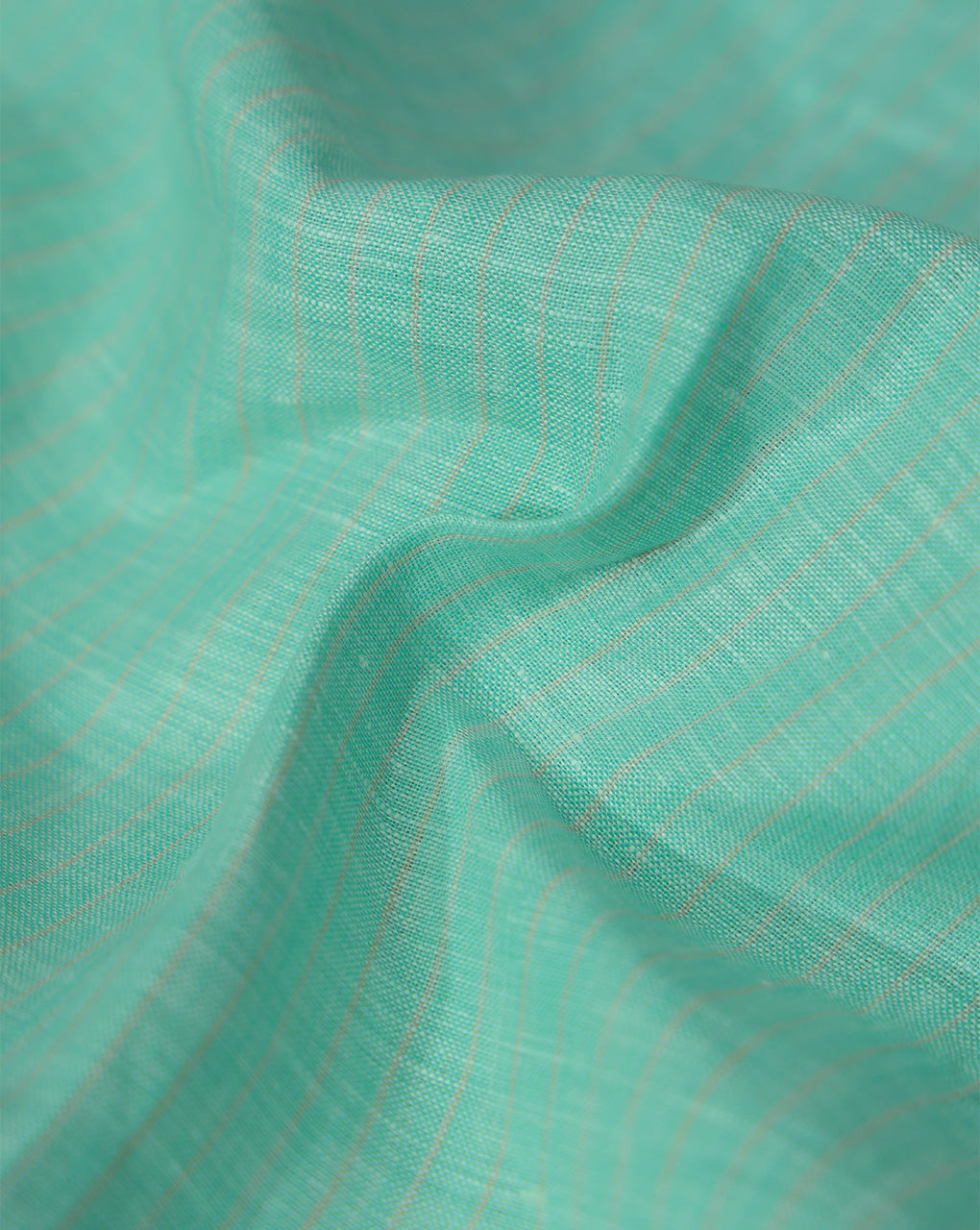 GREEN STRIPES DESIGN LINEN FABRIC