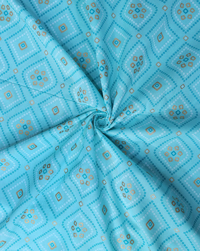 GREEN ABSTRACT DESIGN COTTON PRINTED FABRIC