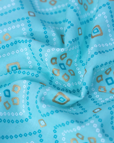 GREEN ABSTRACT DESIGN COTTON PRINTED FABRIC