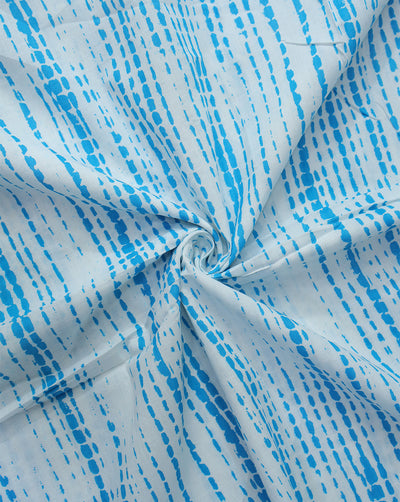 WHITE AND BLUE ABSTRACT DESIGN COTTON PRINTED FABRIC