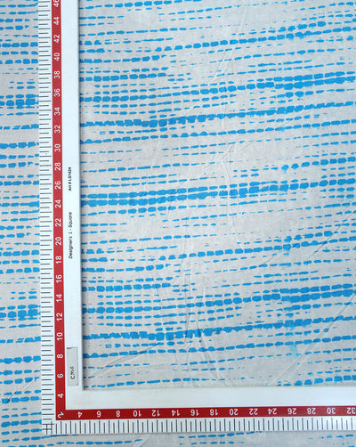 WHITE AND BLUE ABSTRACT DESIGN COTTON PRINTED FABRIC