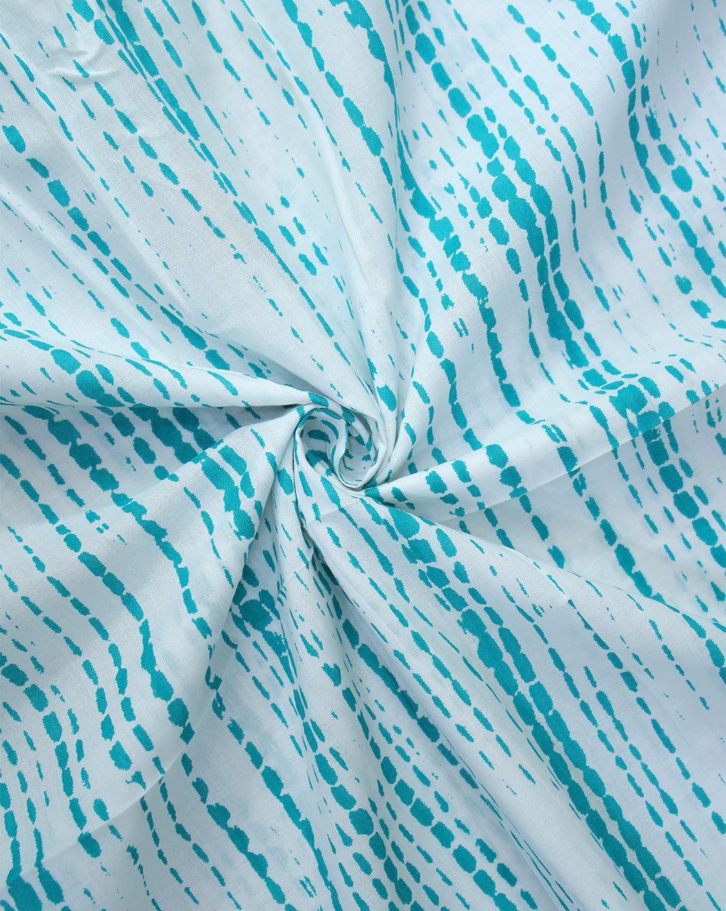 WHITE AND GREEN ABSTRACT DESIGN COTTON PRINTED FABRIC