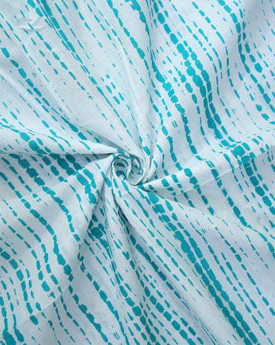 WHITE AND GREEN ABSTRACT DESIGN COTTON PRINTED FABRIC