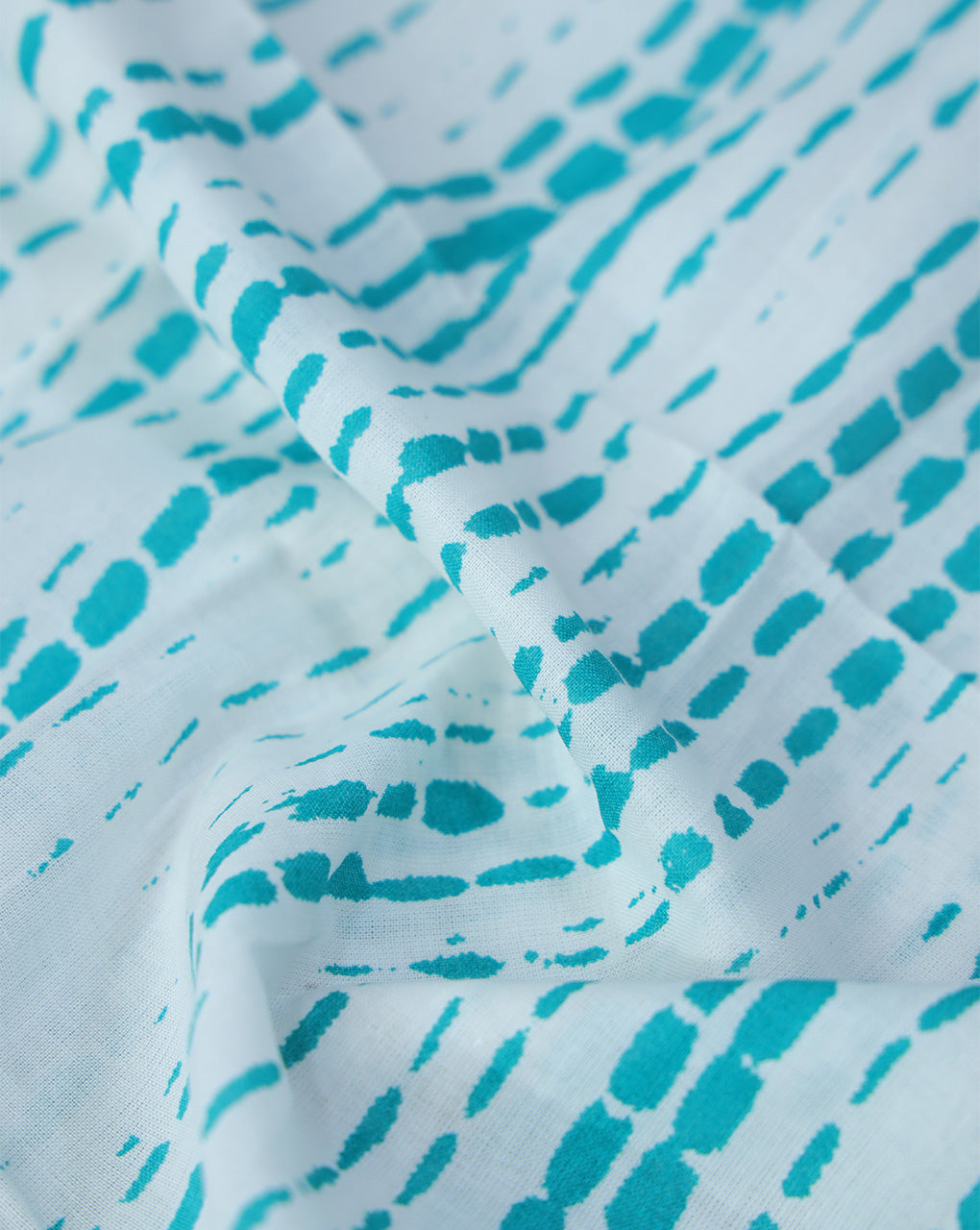 WHITE AND GREEN ABSTRACT DESIGN COTTON PRINTED FABRIC
