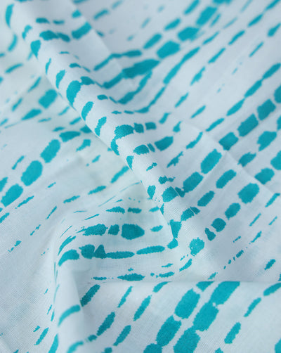 WHITE AND GREEN ABSTRACT DESIGN COTTON PRINTED FABRIC