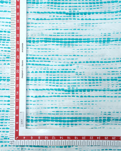 WHITE AND GREEN ABSTRACT DESIGN COTTON PRINTED FABRIC