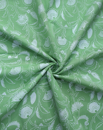 GREEN FLORAL DESIGN COTTON PRINTED FABRIC