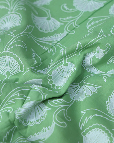 GREEN FLORAL DESIGN COTTON PRINTED FABRIC
