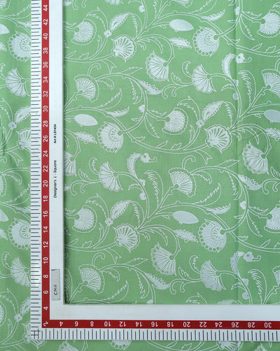 GREEN FLORAL DESIGN COTTON PRINTED FABRIC