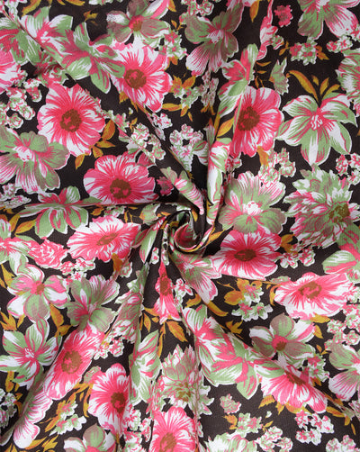 MULTICOLOR FLORAL DESIGN PRINTED RAYON FABRIC