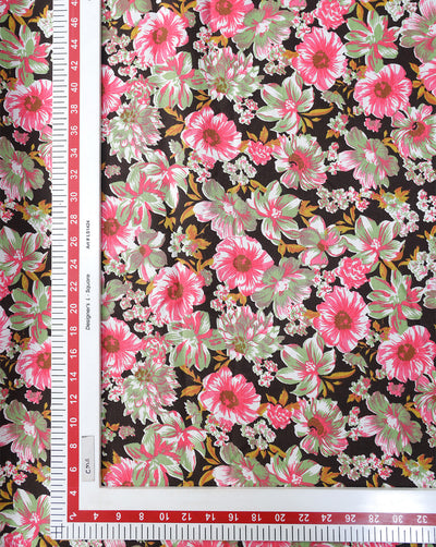 MULTICOLOR FLORAL DESIGN PRINTED RAYON FABRIC