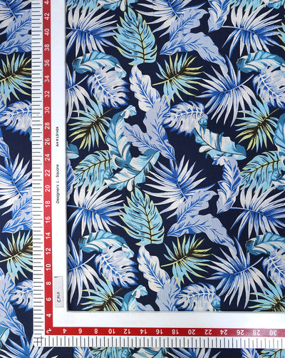 MULTICOLOR LEAFS DESIGN PRINTED RAYON FABRIC