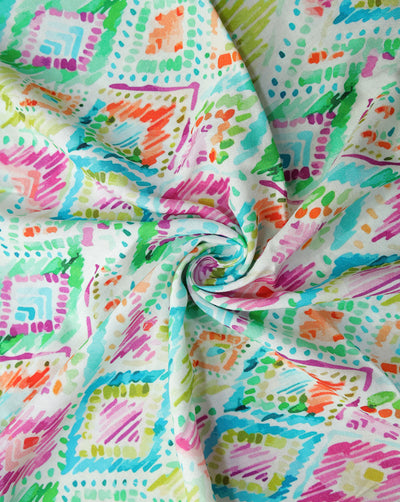 MULTICOLOR ABSTRACT DESIGN PRINTED RAYON FABRIC