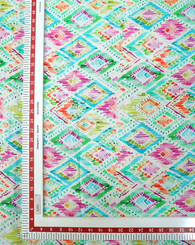 MULTICOLOR ABSTRACT DESIGN PRINTED RAYON FABRIC