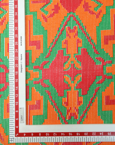 MULTICOLOR ABSTRACT DESIGN COTTON LINEN PRINTED FABRIC