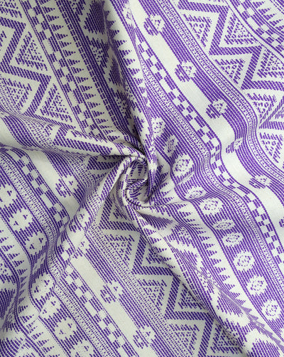 WHITE AND BLUE ABSTRACT DESIGN COTTON LINEN PRINTED FABRIC