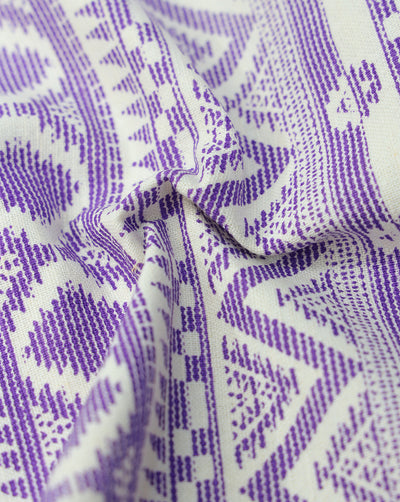 WHITE AND BLUE ABSTRACT DESIGN COTTON LINEN PRINTED FABRIC