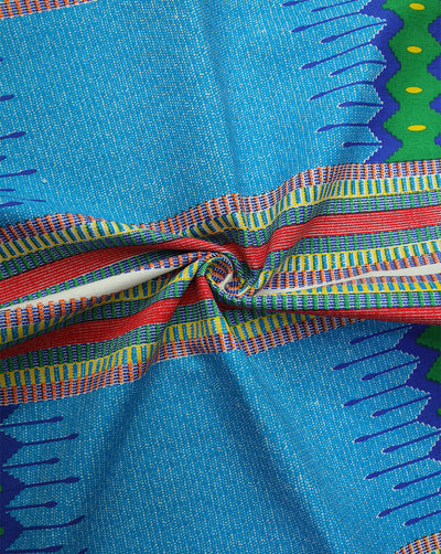 MULTICOLOR ABSTRACT DESIGN COTTON LINEN PRINTED FABRIC